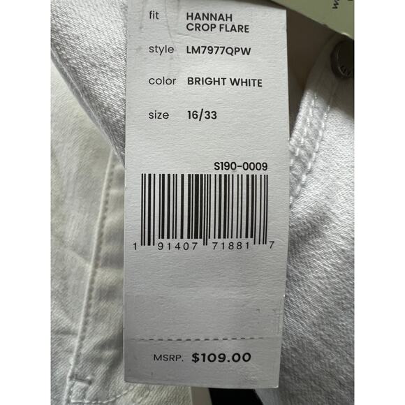 LIVERPOOL WOMENS 16 HANNAH CROP FLARE LACE HEM STRETCH DENIM JEAN WHITE NEW - Picture 9 of 11